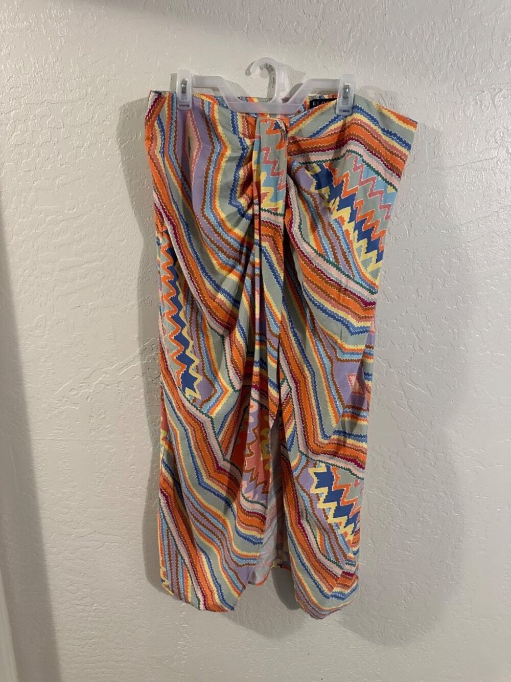Eloquii Plus Size Colorful Beachy  Boho Geometric Ruched Front Beachy Skirt